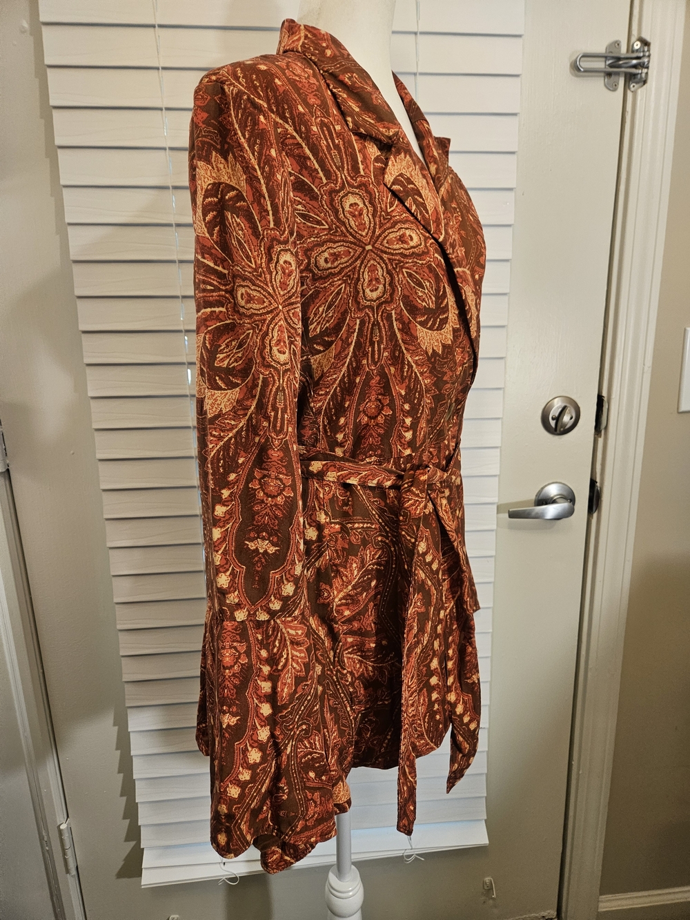 Free People Abigail Blazer Jacket Paisley Boho Rust Size Medium - Picture 4 of 11